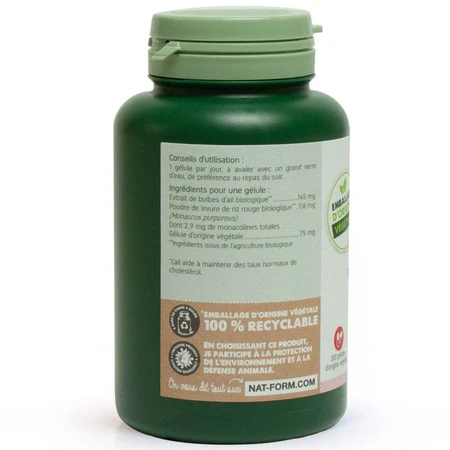 Nat&Form Organic Red Rice și drojdie de usturoi colesterol 200 capsule