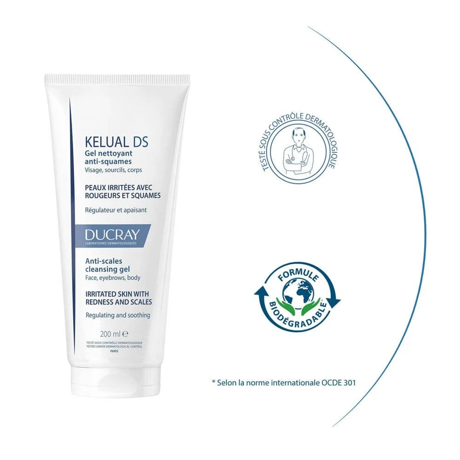 Ducray Kelual Ds Schäumendes Gel für gerötete und schuppige Haut 200 ml