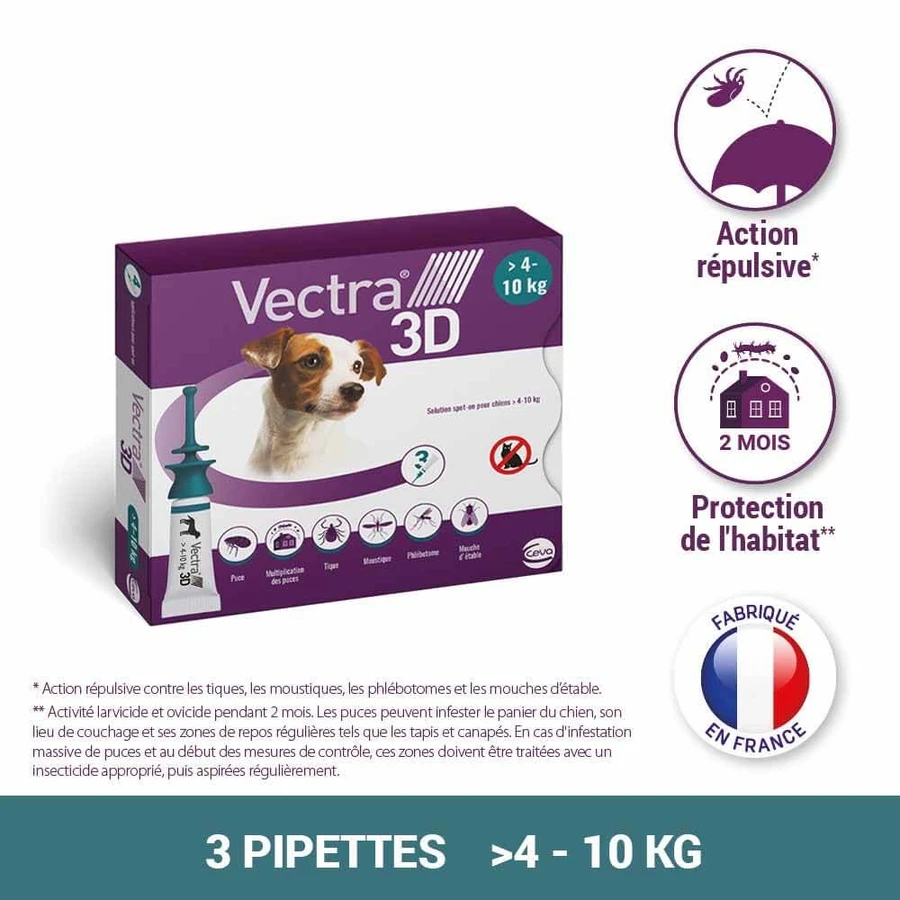 Ceva Vectra Spot-on Lösung für Hunde >4-10 kg 3 Pipetten
