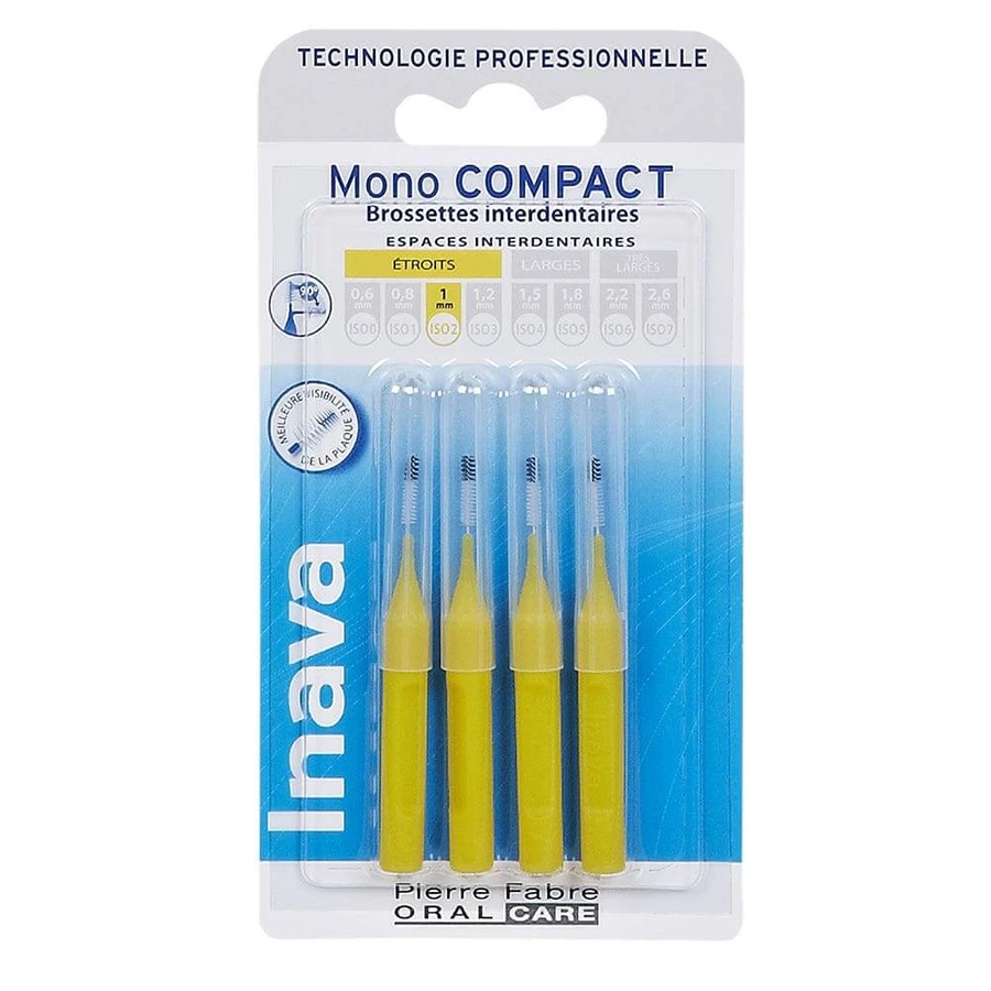 Inava Periuțe interdentare mono compacte 1 mm galben X4