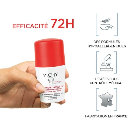 Vichy Deodorant Intensief Antitranspirant 72u Roll-on Gevoelige Huid 50ml