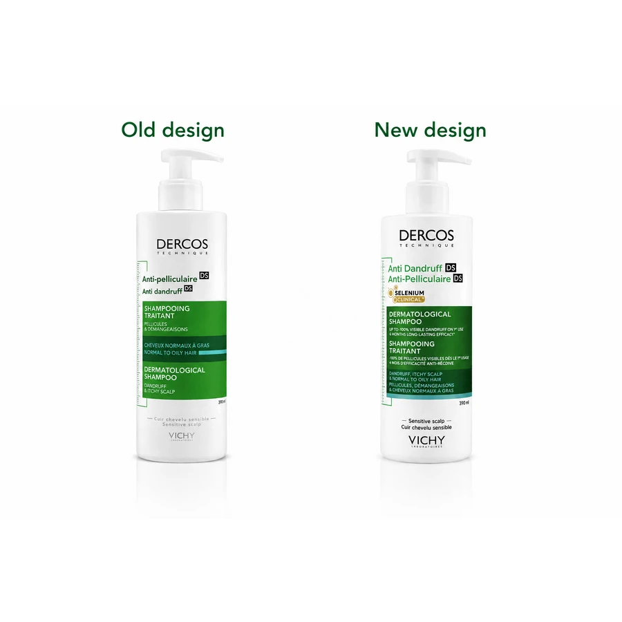 Vichy Dercos Shampoo zur Behandlung von Schuppen und Juckreiz Normales bis fettiges Haar 390ml