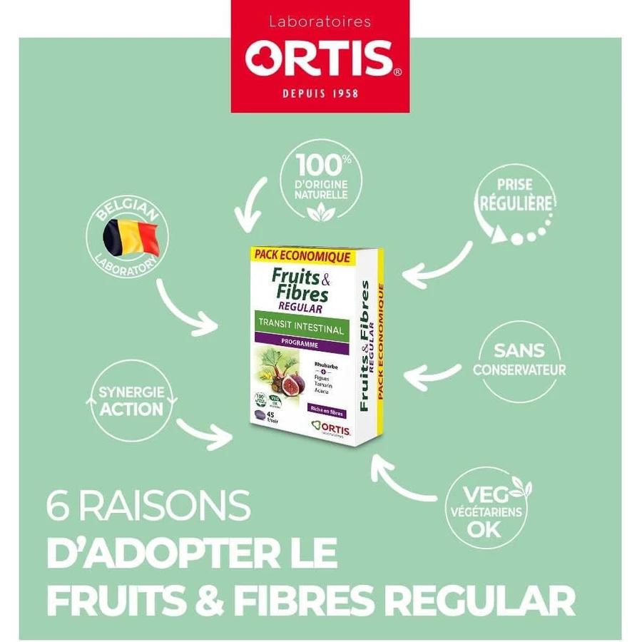 Ortis Fruits & Fibres Regular, 45 tabletten