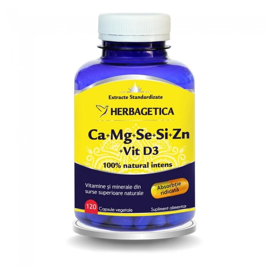Ca+Mg+Se+Si+Zn Bio mit Vitamin D3, 120 Kapseln, Herbagetica