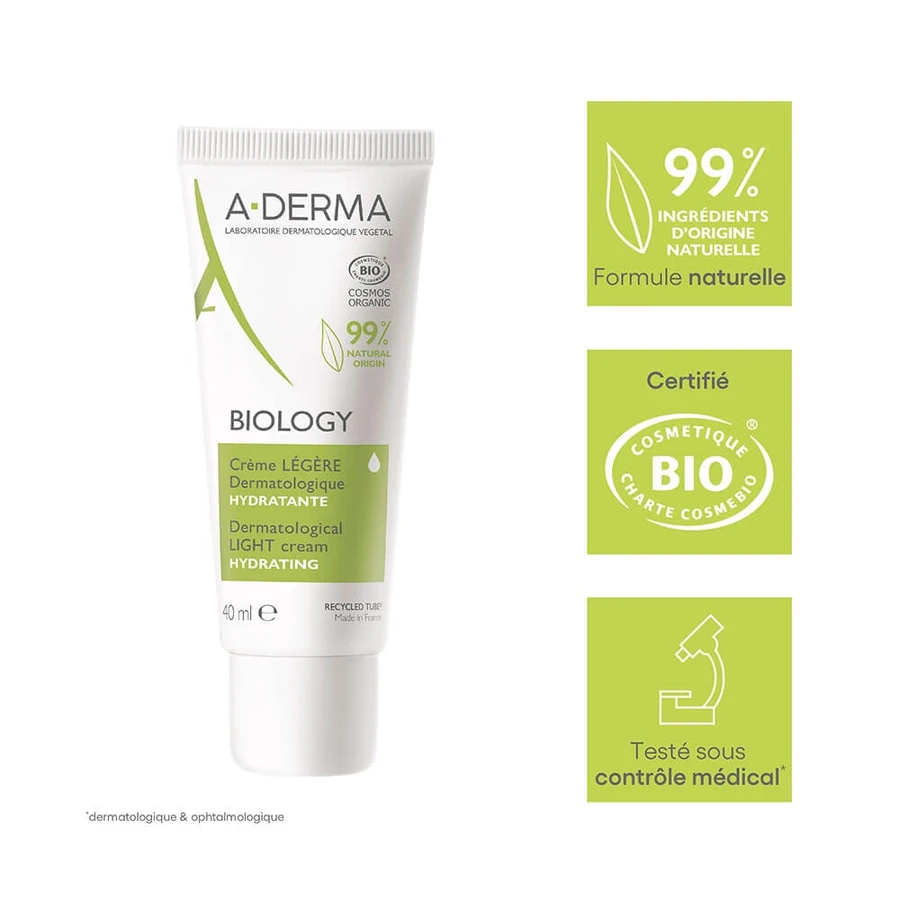 A-Derma Biology Bio lichte dermatologische vochtinbrengende crème 40 ml