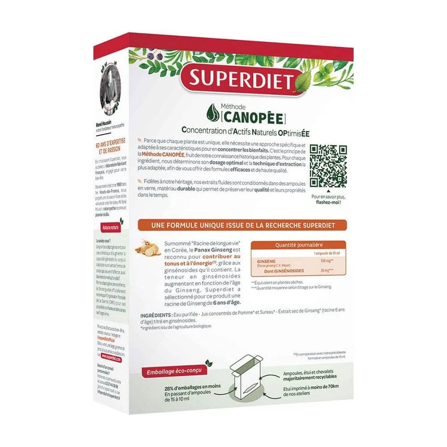 Superdiet Bio Ginseng Versterkend Énergie & Dynamisme x 20 bollen