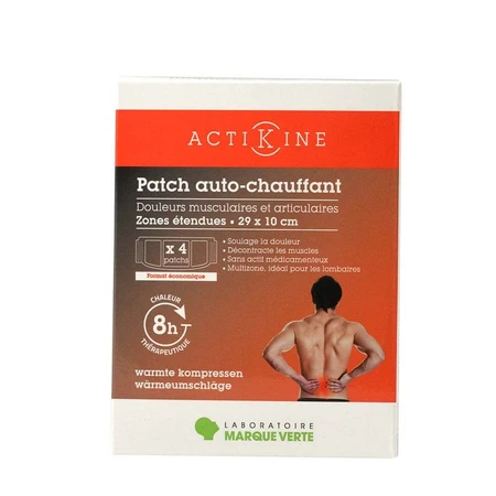 Marque Verte ActiKine Patchs adhésifs autochauffants 29x10cm 4 unités
