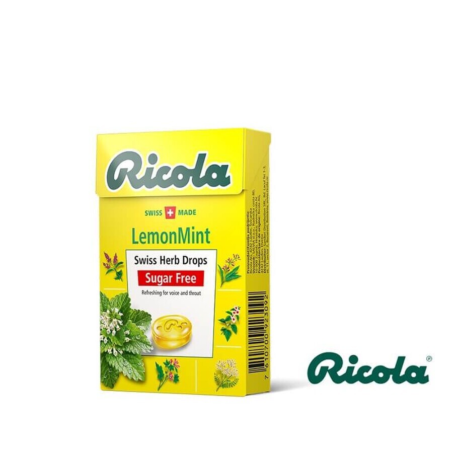 Dropsuri din plante cu gust de Lemon Mint, 40gr, Ricola