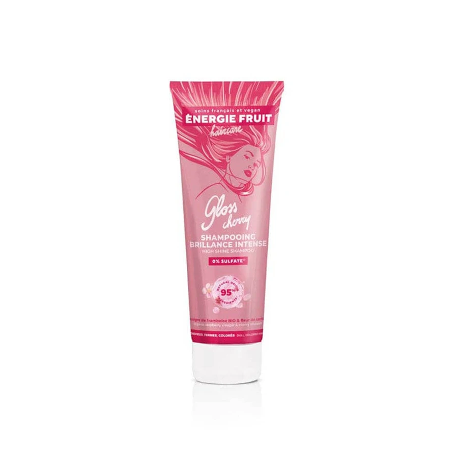 Energie Fruit Shampoo intense glans kersenbloesem en biologische frambozenazijn voor gekleurd of dof haar 250ml