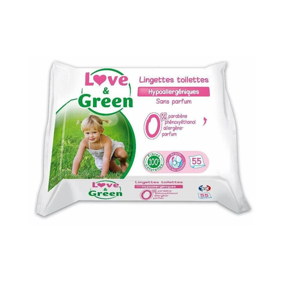 Love&Green Hypoallergene geurvrije doekjes x55
