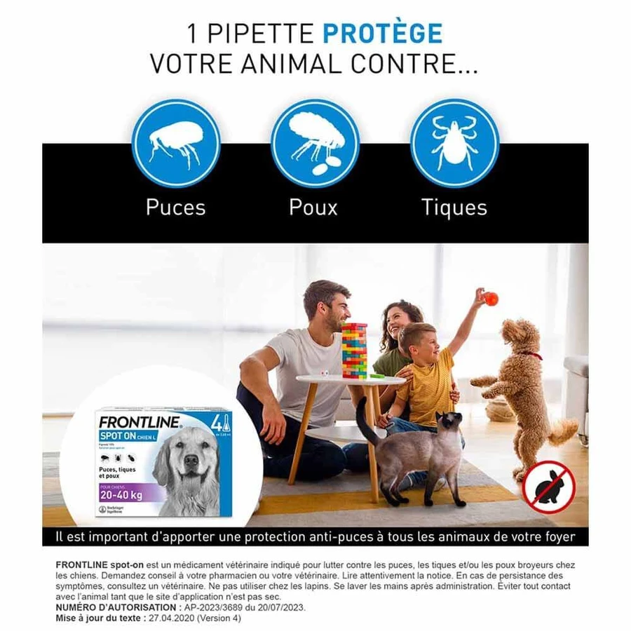 Frontline Spot-on câine L 20-40kg 4 pipete 2.68 ml
