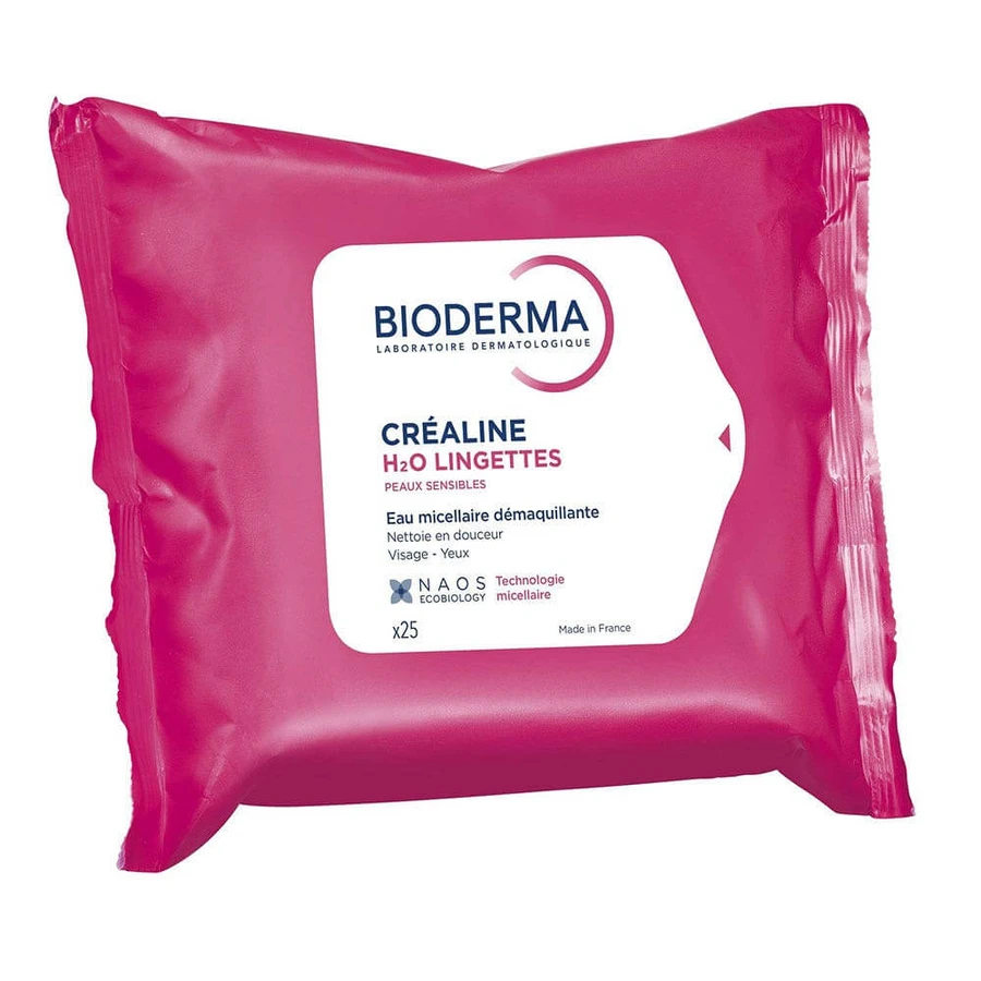 Bioderma Crealine Reinigungstücher Gesicht und Augen 25 Stück Sensitive Skin H2O x25
