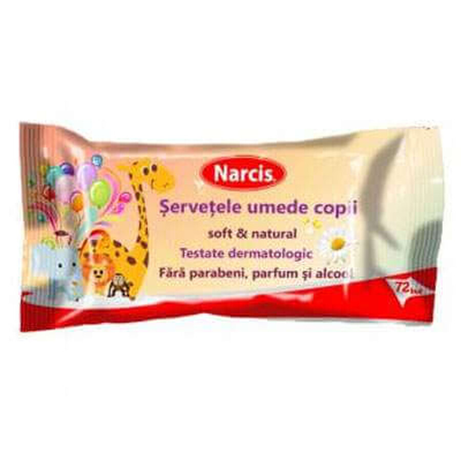 Șervețele umede pentru copii, 72 bucăți, Narcis