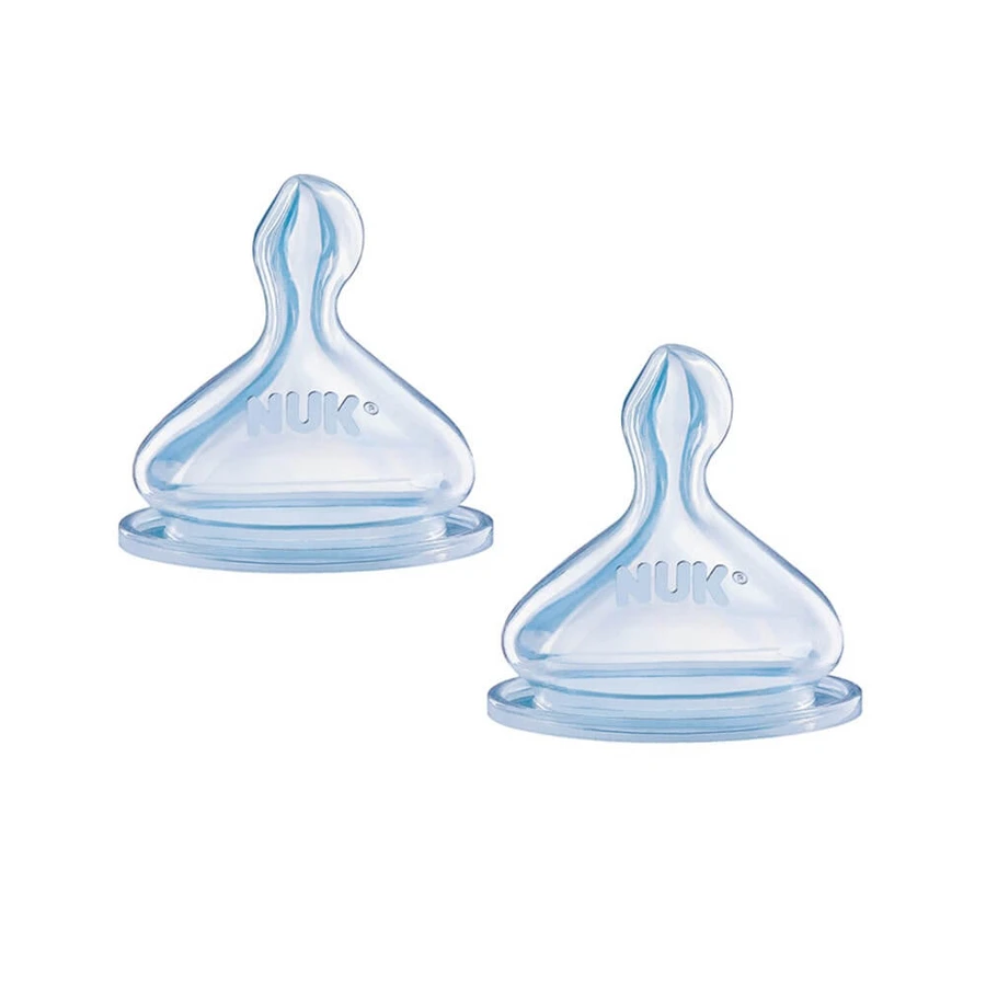 Nuk First Choice Tetine fiziologice ventilate transparente din silicon Air System 6 luni Plus Pachet de 2