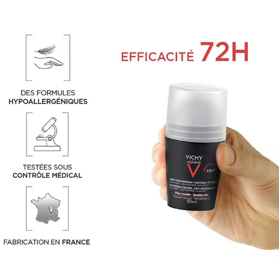 Vichy Deodorant Antiperspirant Efficacy 72h Sweat Control Roll-on 2x50ml