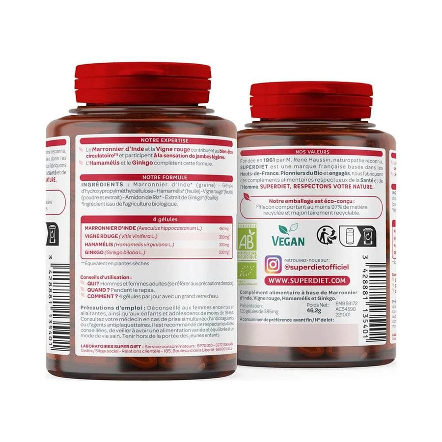 Superdiet Quatuor Circulation Red Vine 120 Capsules 120 Gélules