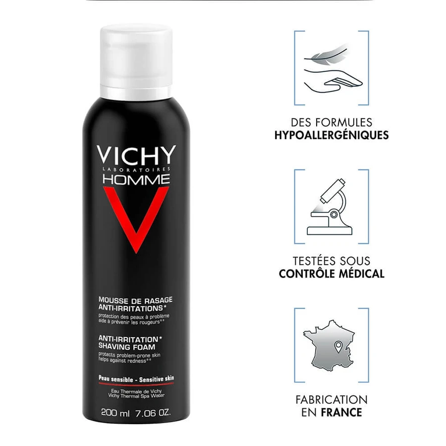 Vichy Espuma de Afeitar Masculina Antiirritación Piel Sensible 200ml