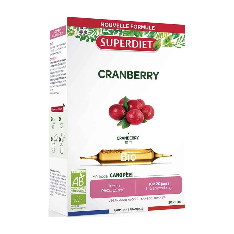 Superdiet Organic Cranberry Juice 20 Ampoules 20 Ampoules