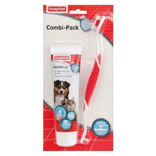 Beaphar Comb Pack: pastă de dinți + periuță de dinți pentru câini și pisici 100g