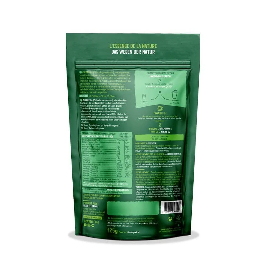 Iswari Super Aliment Pur Chlorella Polvo Ecológico 125g