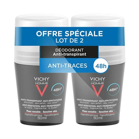 Vichy Deodorant pentru bărbați Roll-on Antiperspirant 48h Piele sensibilă 2x50ml