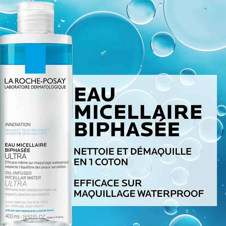 La Roche-Posay Detergente fisiologico Acqua Micellare Bifasica Ultra Struccante Viso e Occhi Waterproof 400ml