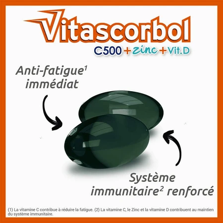 Vitascorbol Vitamin C500mg + Zinc + Vitamin D 30 Capsules