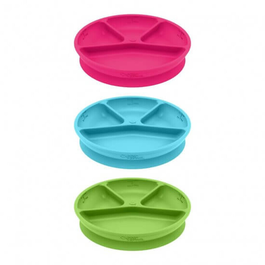 Pink compartmentalized learning plate, Green Sprouts