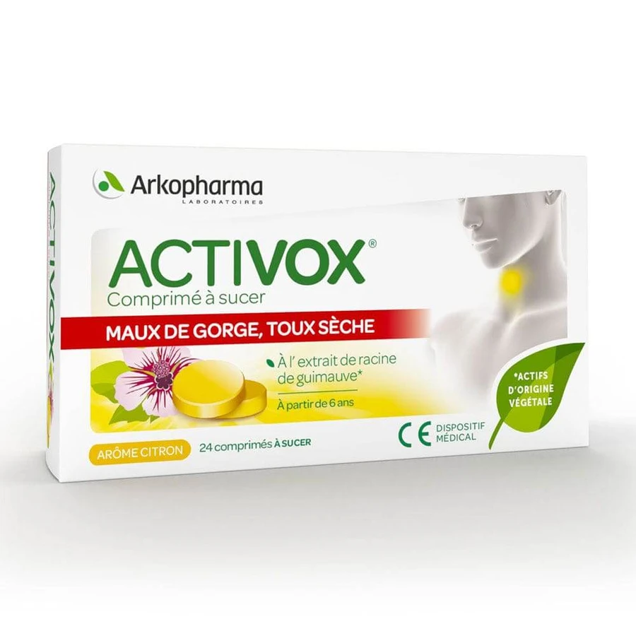 Arkopharma Activox Halsschmerzen, trockener Husten Lutschen Zitrone x24 Tabletten