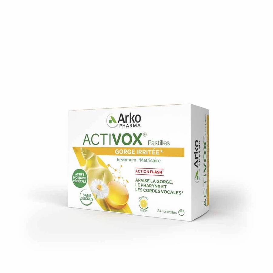 Arkopharma Activox Beruhigt die Kehle Zitrone und Honig Geschmack 24 Tabletten