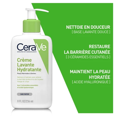 Cerave Detergente Corpo Crema lavante idratante viso e corpo per pelli da normali a secche 236ml