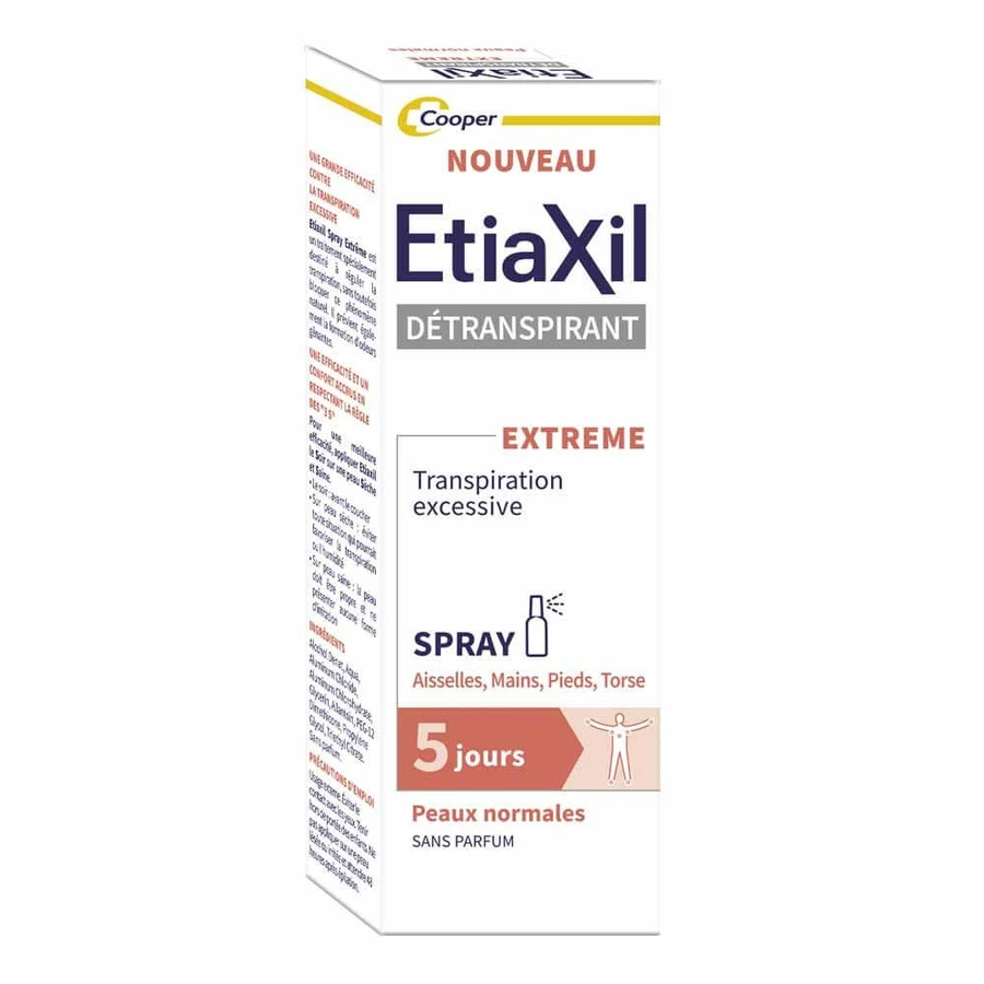 Etiaxil Déodorant Spray Détranspirant Aisselles Mains Pieds Torse 30ml