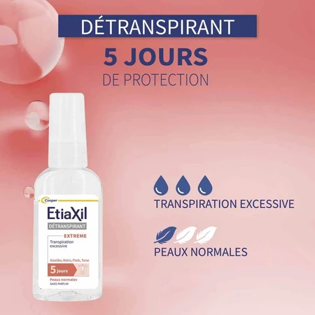 Etiaxil Déodorant Spray Détranspirant Aisselles Mains Pieds Torse 30ml