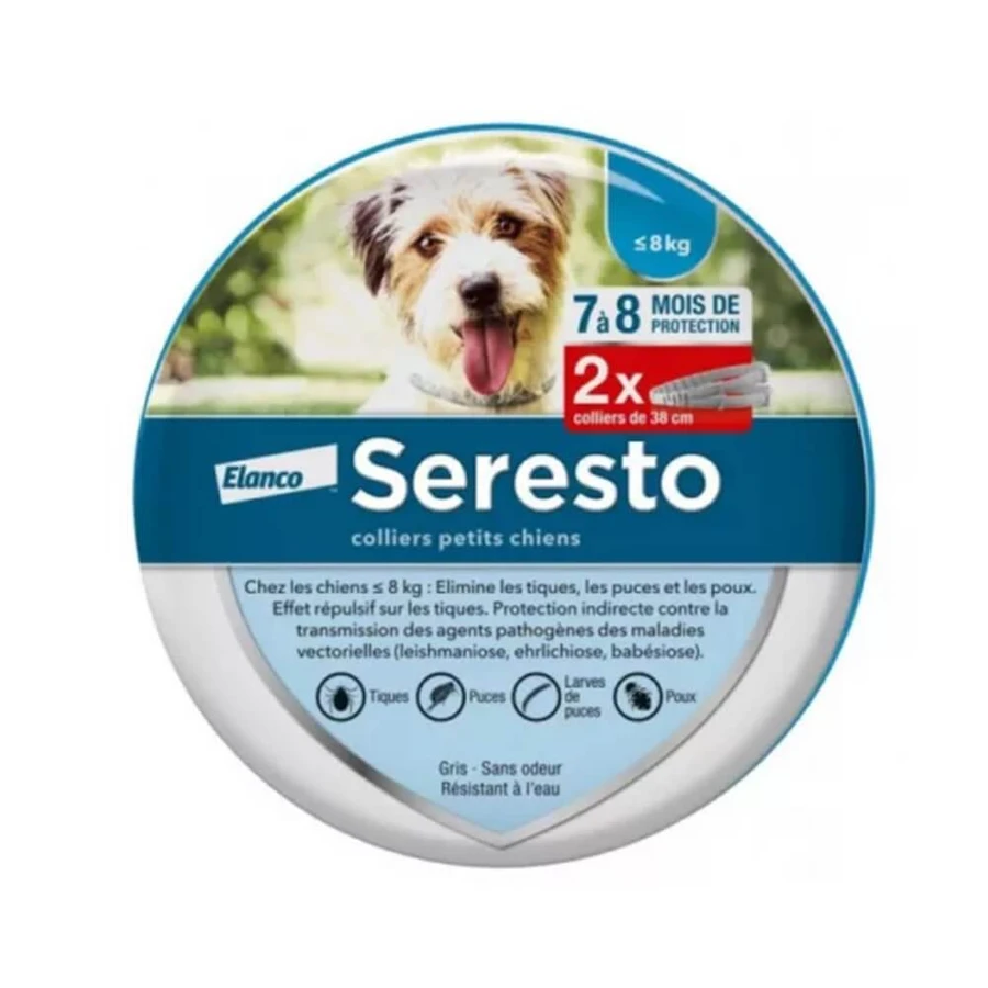 Colier antiparazitar Seresto pentru câini mici x2