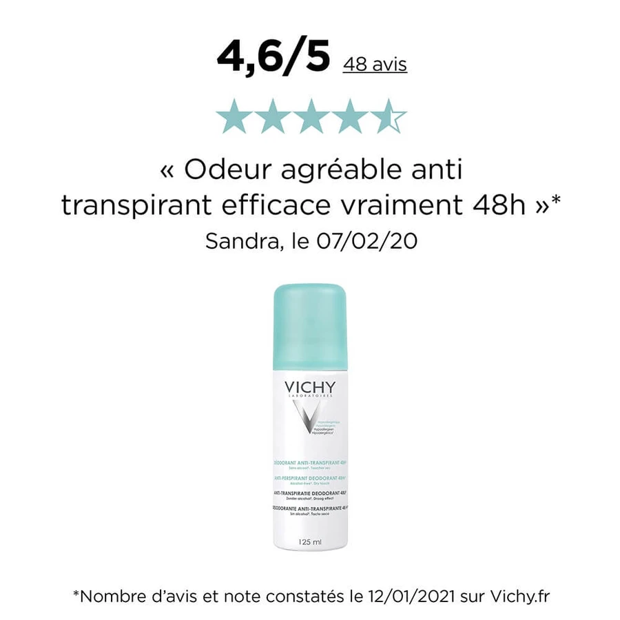 Vichy Deodorant Antiperspirant 48H Spray 2x125ml