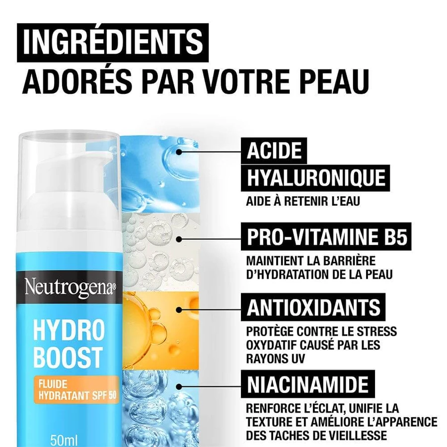 Neutrogena Hydro Boost Fluido Hialurónico con ácido hialurónico B5 y niacinamida SPF 50ml