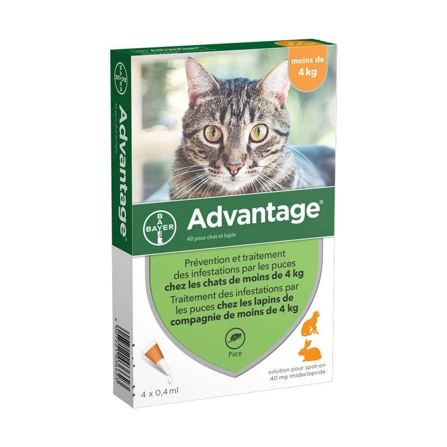 Advantage 40 Spot-on Solution for Cats and Rabbits weighing less than 4kg 4kg