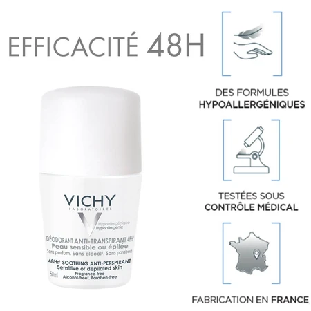 Vichy Deodorant Antiperspirant 48h Roll-on Gevoelige Huid 50ml