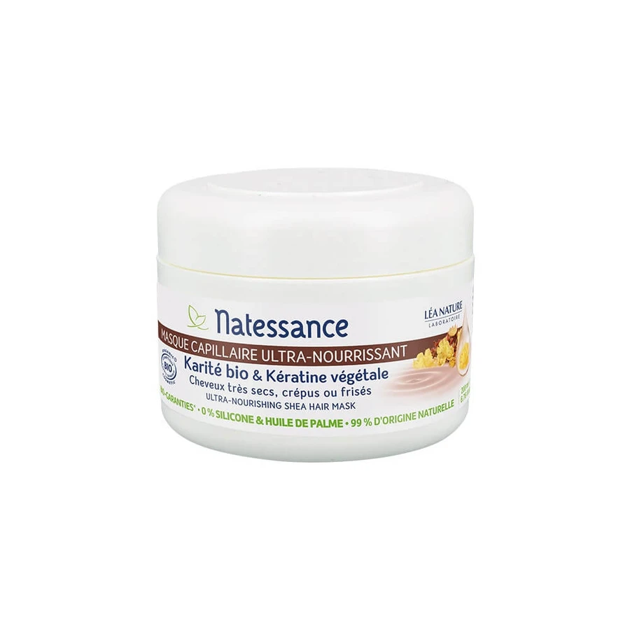 Natessance Mascarilla Capilar Ultra-Nutritiva - Manteca de Karité BIO y Queratina Vegetal 200 ml