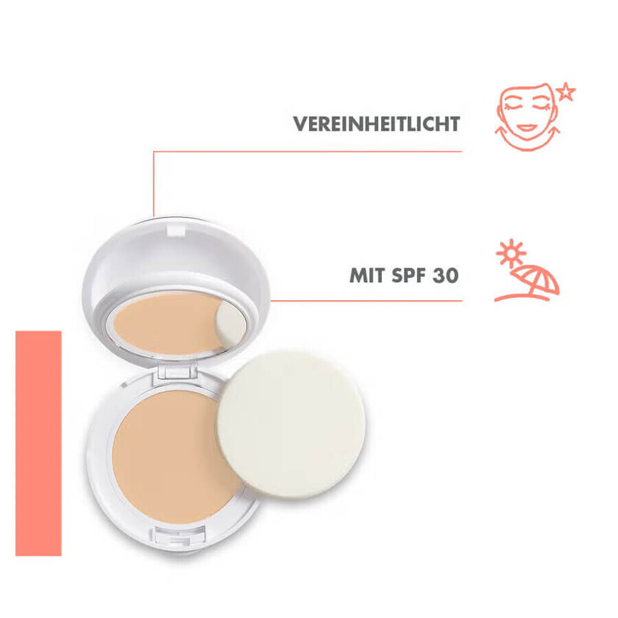 Fond de teint compact pour peaux sensibles et normales combinées SPF 30 Couvrance, Shade 02 Naturel, 10 g, Avène