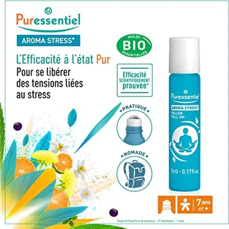 Puressentiel Aroma Stress Roller cu 12 uleiuri esențiale 5ml