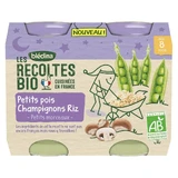 Blédina Les Recoltes Organic Baby Night Petit Pois Champignons Riz Bio 2x200g From 8 months Bledina