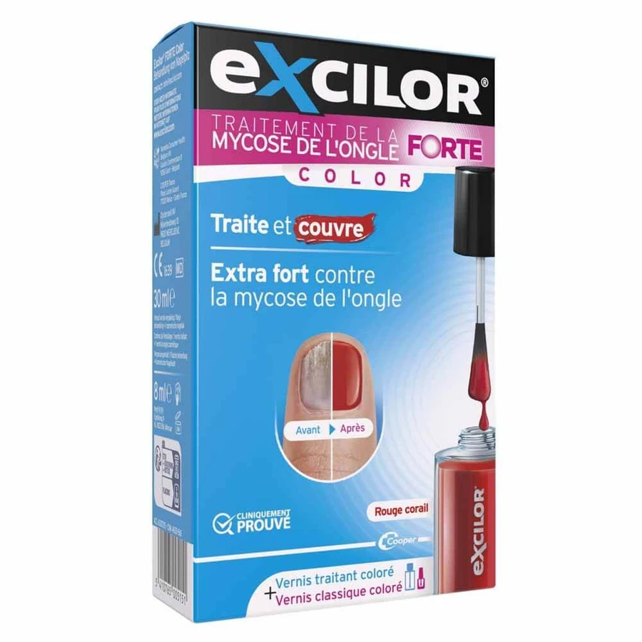 Excilor Nail Fungus Treatment Strong Coral Red Coloration 30ml