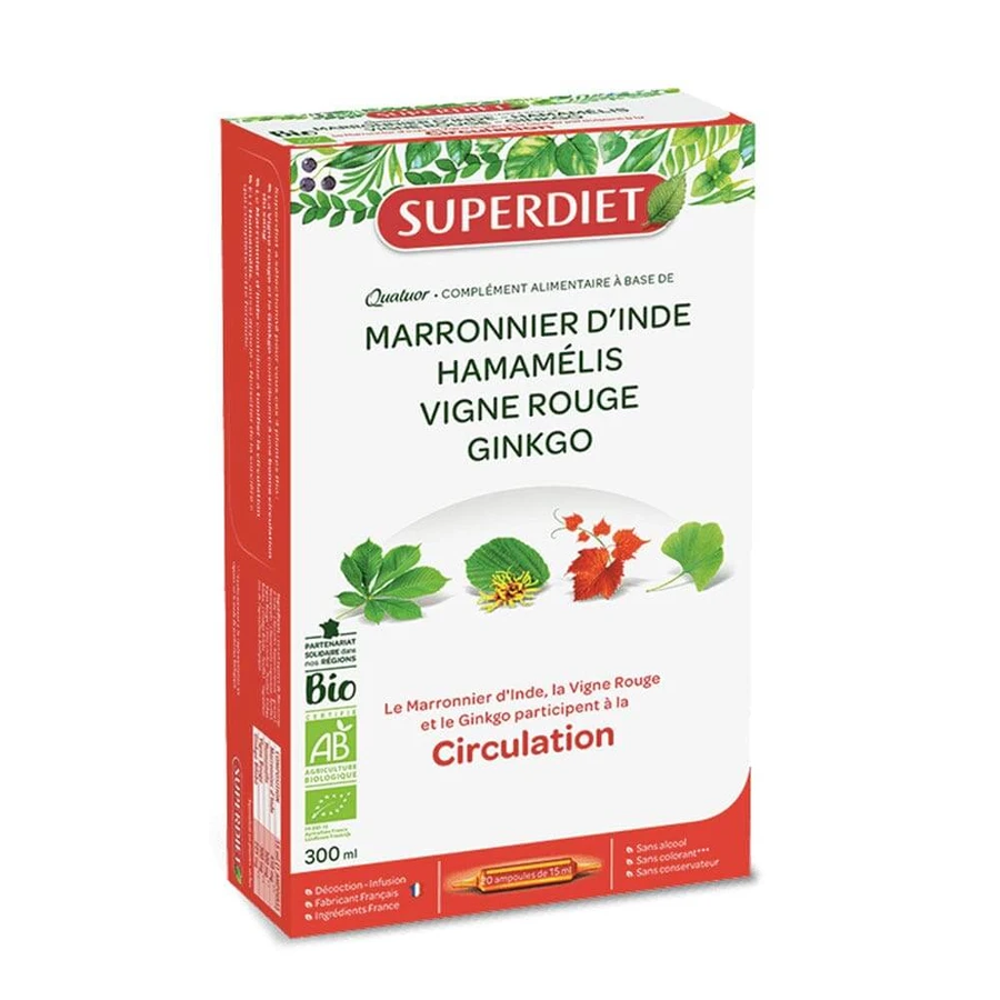 Superdiet Quatuor Bloedsomloop Bio 20 Ampullen 15ml
