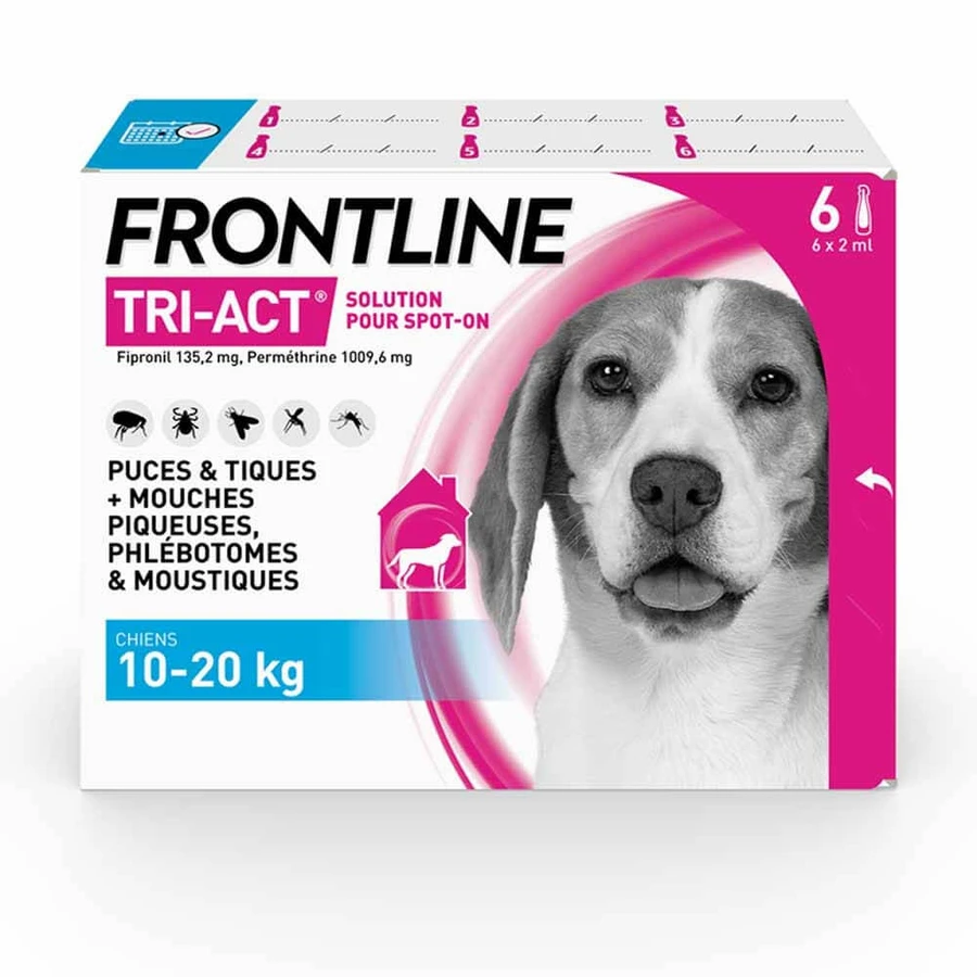 Frontline Tri-act Spot-on Hond 10-20kg 6 pipetten 1 ml