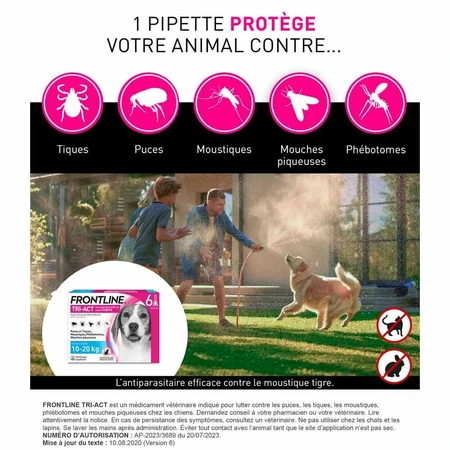 Frontline Tri-act Spot-on Hond 10-20kg 6 pipetten 1 ml
