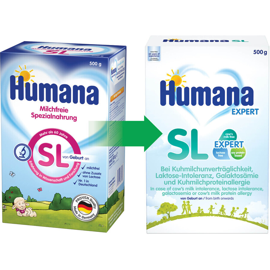 Sojamilch-Spezialnahrung SL, +0 Monate, 500 g, Humana