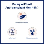 Etiaxil Men's Roll-on Deodorant Without Aluminum 48h Peaux Sensibles 50ml