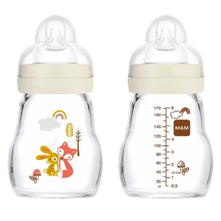 Mam Premium Glas Babyflasche Flow 1, 0 Monate und mehr 170 ml