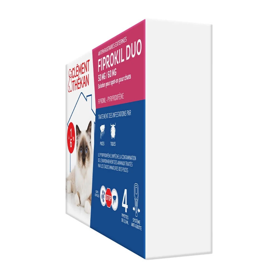Clement-Thekan Fiprokil Duo repelent pentru purici și căpușe pentru pisici 1-6 kg 0,5 ml x 4 pipete